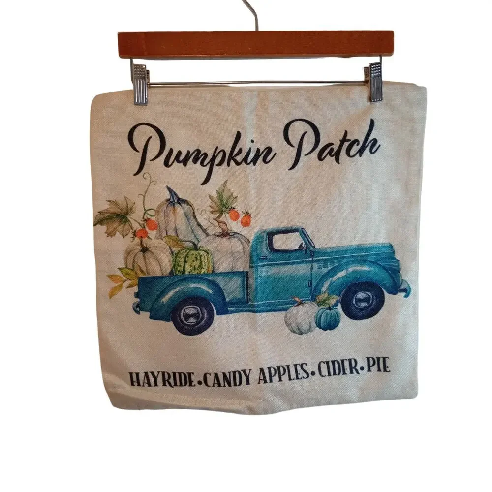 Fall Pillow Covers Set of 4 Hello Fall Market Pumpkin Spice Patch 17X17